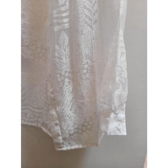 Coldwater Creek Oversized Sheer Floral Lace Shirt - White - Size Petite Small - Picture 3 of 9